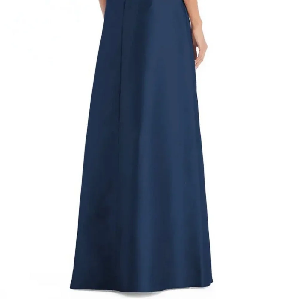 Alfred Sung Midnight Blue One-Shoulder A-Line Gown D815S - Picture 4 of 4